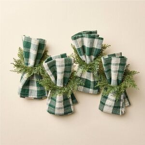 4pc Faux Cypress Sprig Christmas Napkin Rings Set-Hearth & Hand with Magnolia